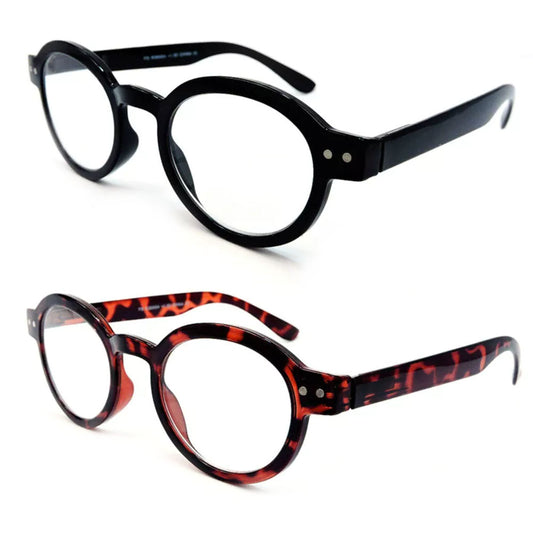 Retro Style Round Light Frame Spring Hinges Reading Glasses