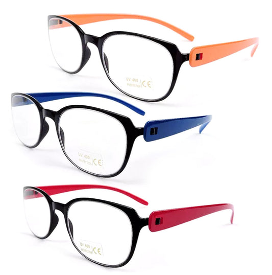 Flexible Temples Rectangle Frame Metal Free, Light Reading Glasses