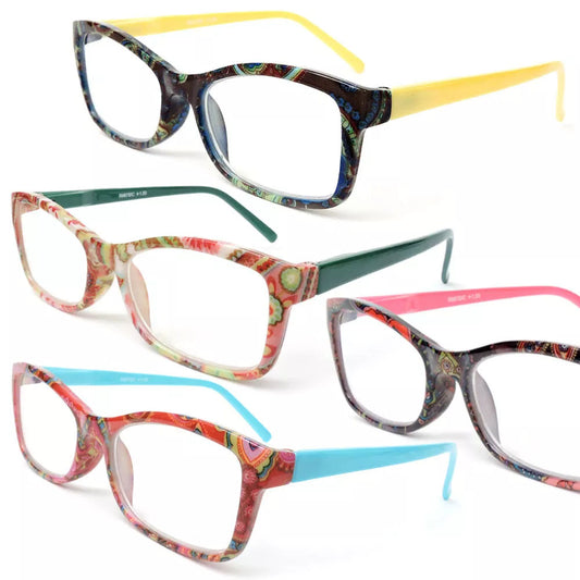 Reading Glasses w/ Paisley Pattern Springs Arms Fashion Readers + Matching Case
