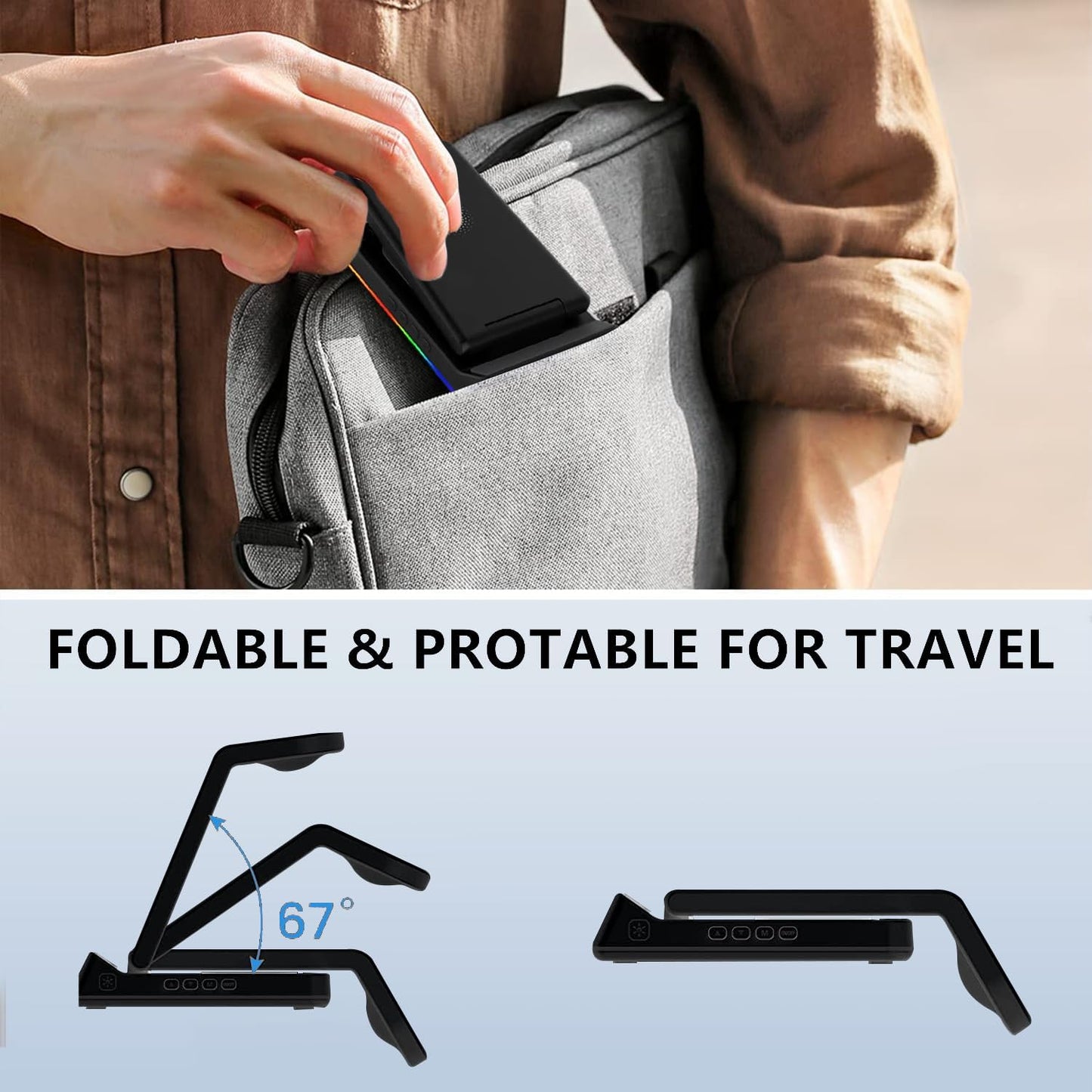 3 in 1 Wireless Charger with Clock/Alarm and Night Light, 15W Fast Charging Station Compatible with iPhone , AirPods and iWatch