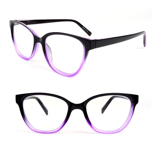 Cat Eye Two Tone Frame Spring Hinges Women's Reading Glasses