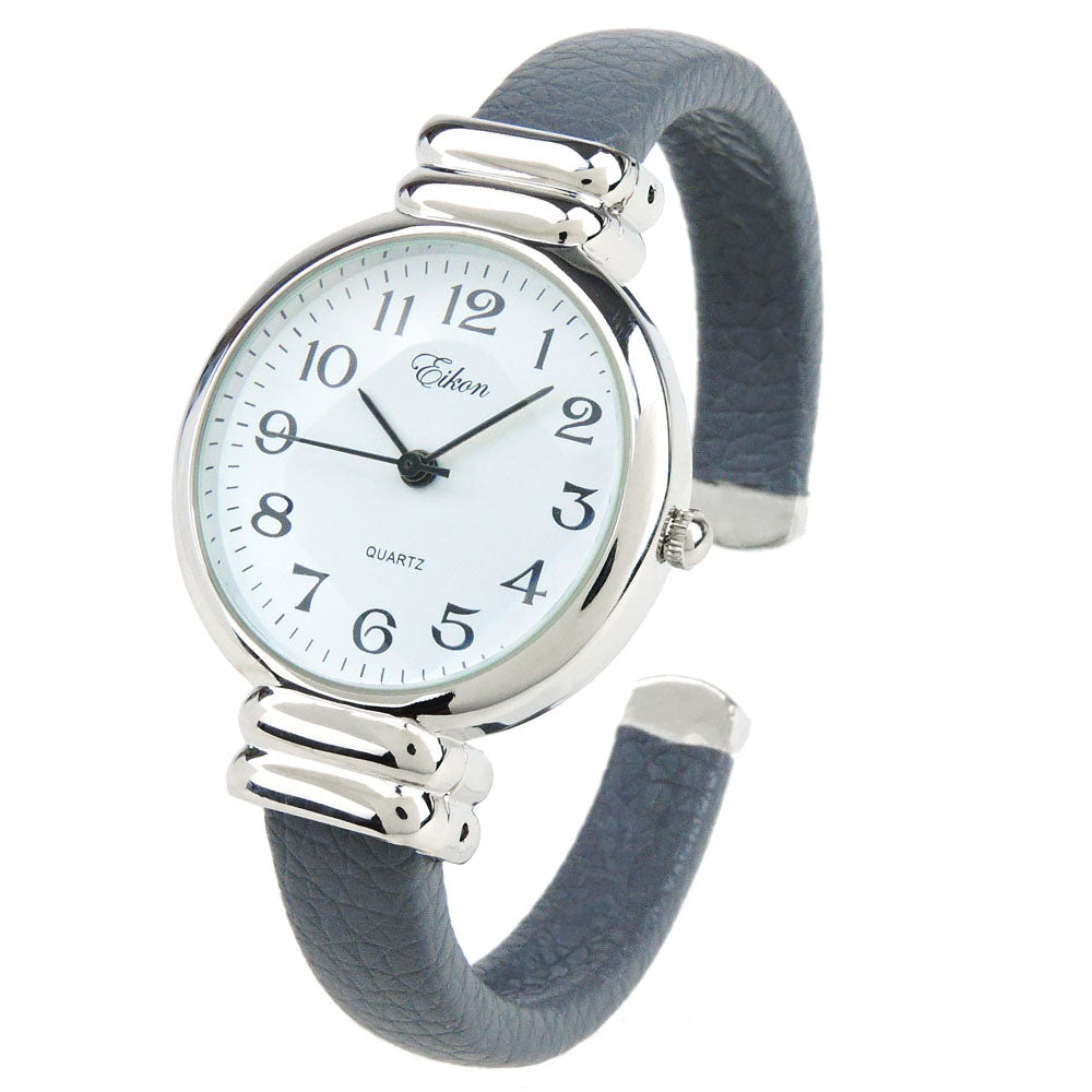 Black Silver Snake Style Band Slim Case Women's Bangle Cuff Watch
