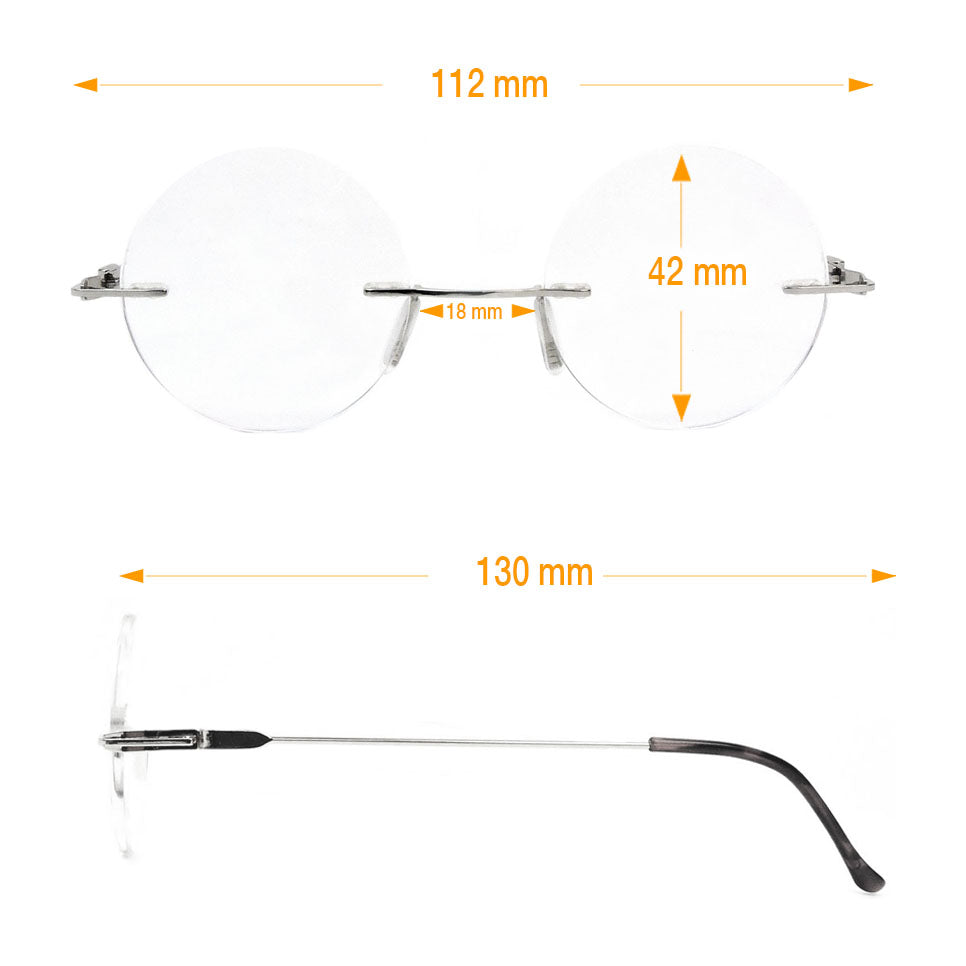 Lennon Style Rimless Round Reading Glasses Iconic Readers