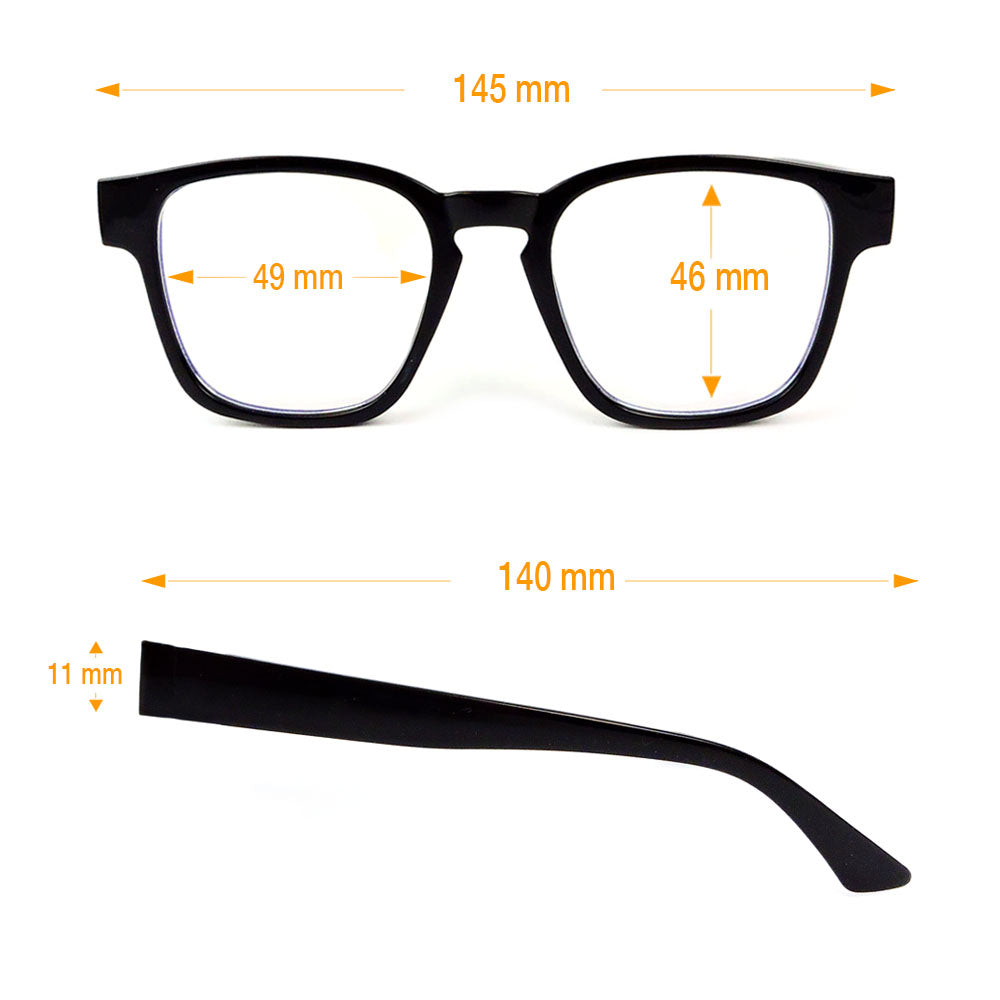 Clear Lenses Computer Glasses, Blue Light Blocking, Oversized Rectangle Black Glasses
