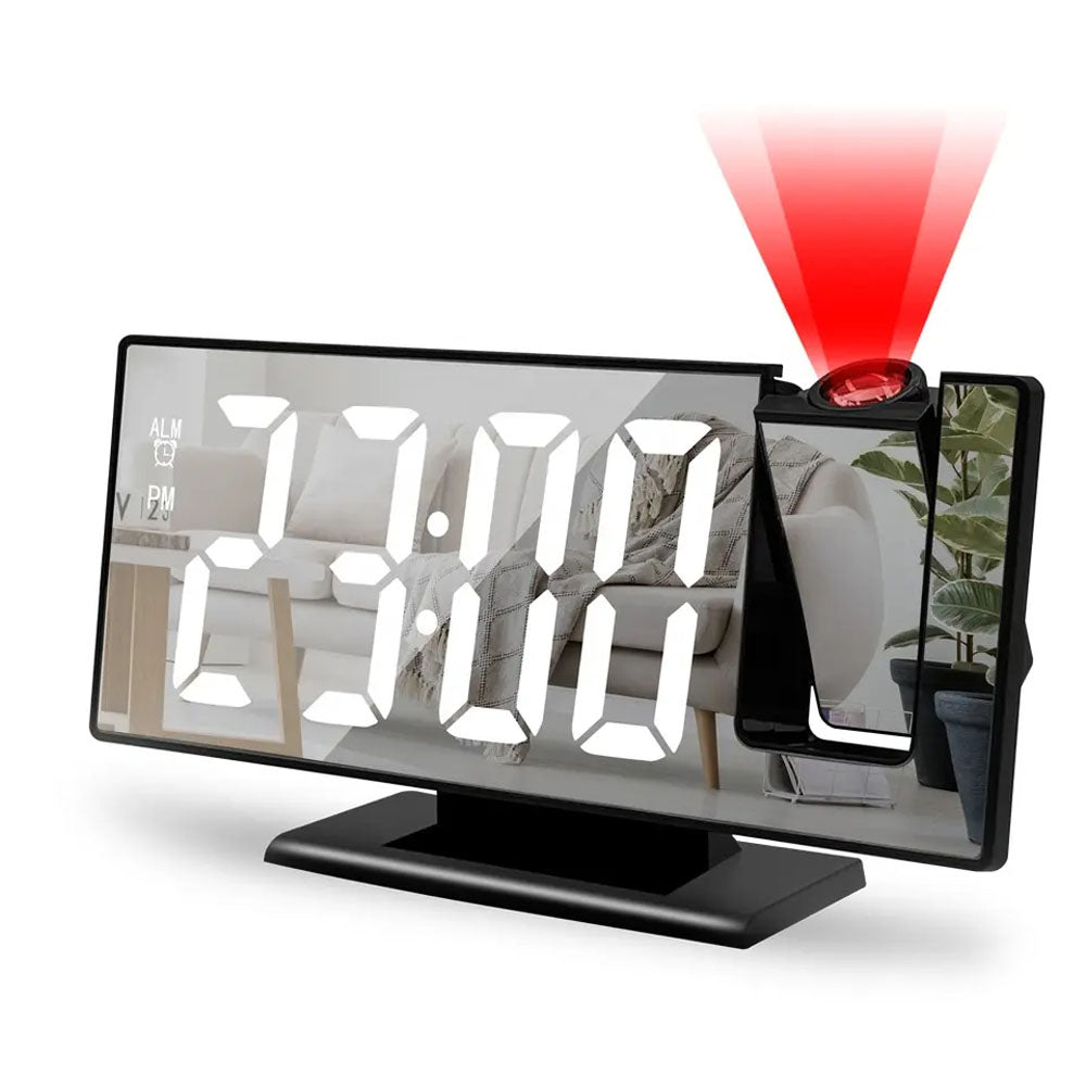 SZELAM Réveil à projection, 18,8 cm avec miroir LED, horloge numérique à projection sur mur de plafond, avec veilleuse RVB, port de charge USB C, gradation automatique, horloge de bureau moderne pour SZELAM Réveil à projection, 18,8 cm avec miroir LED, horloge numérique à projection sur mur de plafond, avec veilleuse RVB, port de charge USB C, gradation automatique, horloge de bureau moderne pour
