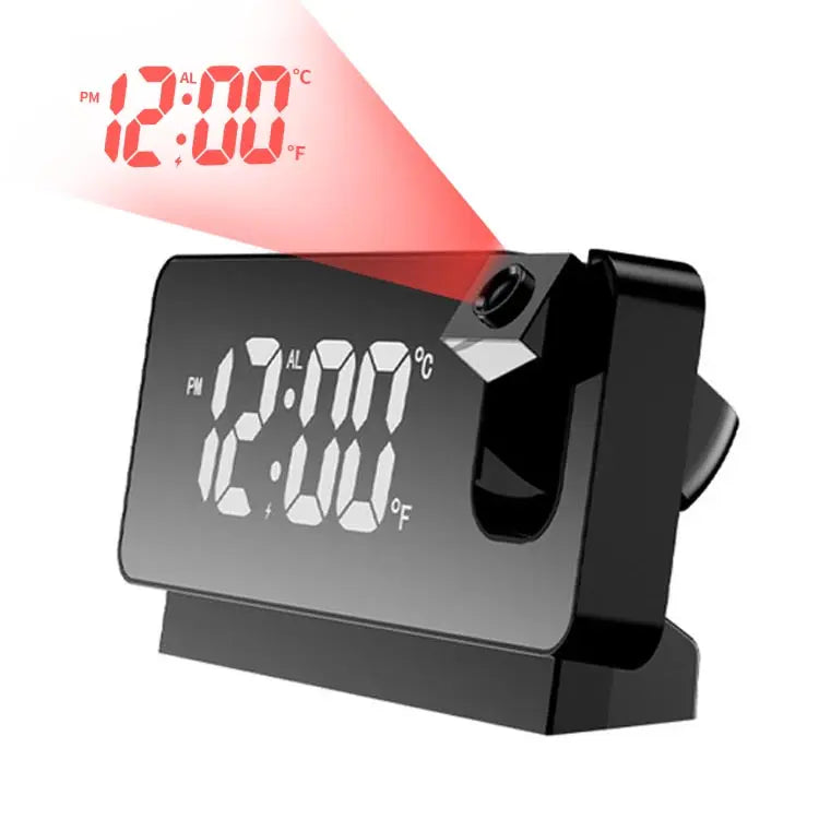 Projection Alarm Clock, Digital Clock with 180° Rotatable Projector, Large LED Display, Date, Temperature, Clock for Your Bedroom