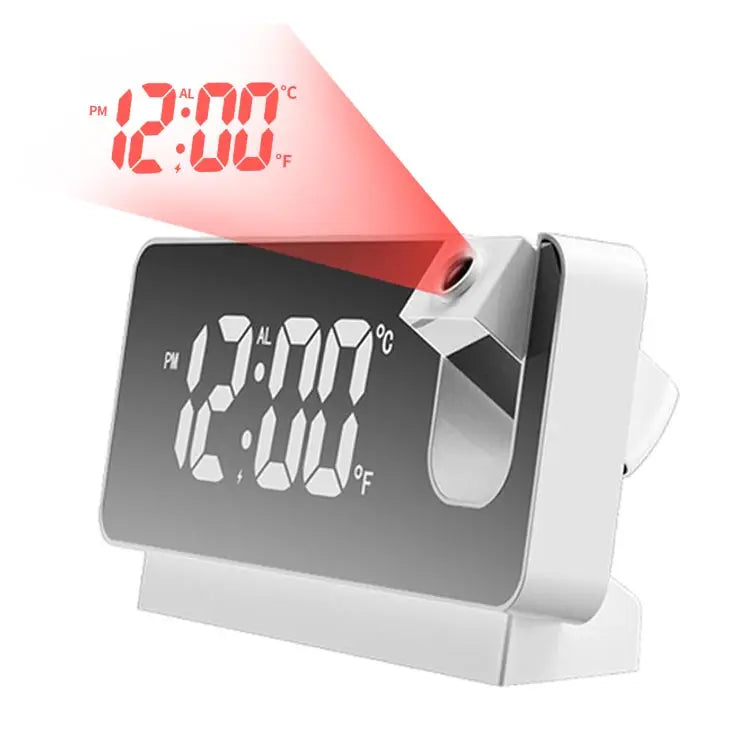 Projection Alarm Clock, Digital Clock with 180° Rotatable Projector, Large LED Display, Date, Temperature, Clock for Your Bedroom