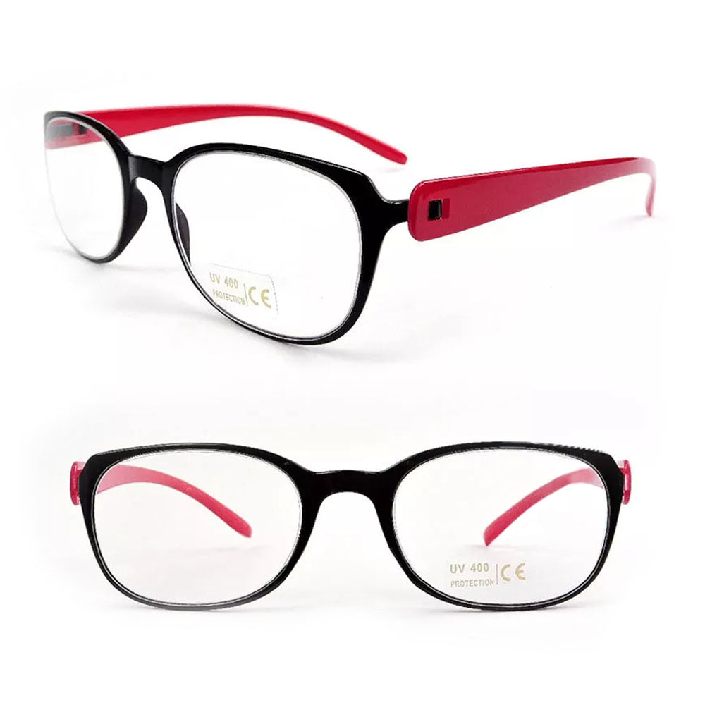 Flexible Temples Rectangle Frame Metal Free, Light Reading Glasses