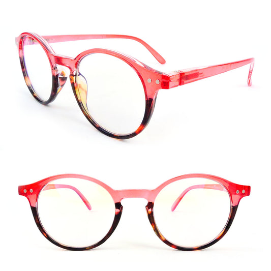 Clear Lenses Computer Glasses, Blue Light Blocking, Red Tortoise Fashion Glasses