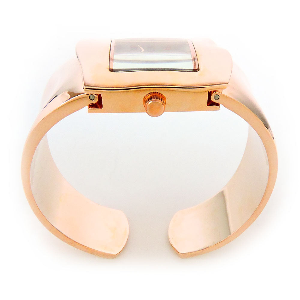 Rose Gold Square Face Shiny Bangle Cuff Watch