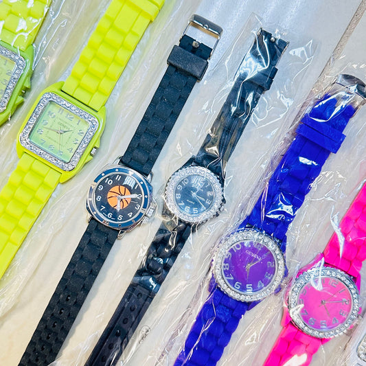 Clearance - Lot 60 pcs Geneva Silicone Bands Crystal Bezel Women's Wristwatches - New