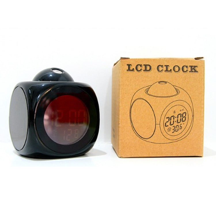 LED Projection Clock Voice Talking Clock, Displays Time & Temperature, Black. White