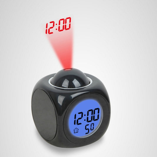 LED Projection Clock Voice Talking Clock, Displays Time & Temperature, Black. White