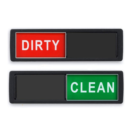 Dishwasher Magnet Clean/Dirty Sign 2 Double-Sided Dishwasher Magnet Cover, Black, Silver