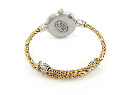 Two Tone Gold Silver Geneva Cable Band Ladies Bangle Watch