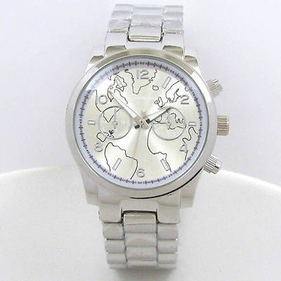 Silver SL Geneva Globe Dial Boyfriend Style Women's Watch