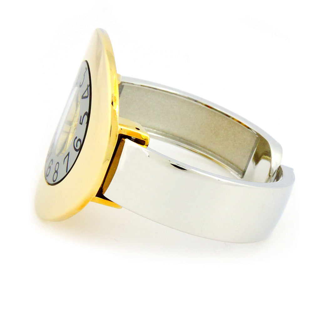 2Tone Metal Band 44 mm Large Ring Case Women's Bangle Cuff Watch