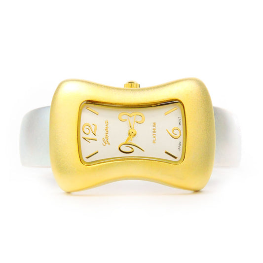 2Tone Melting Shape Case Small Size Women's Bangle Cuff Watch