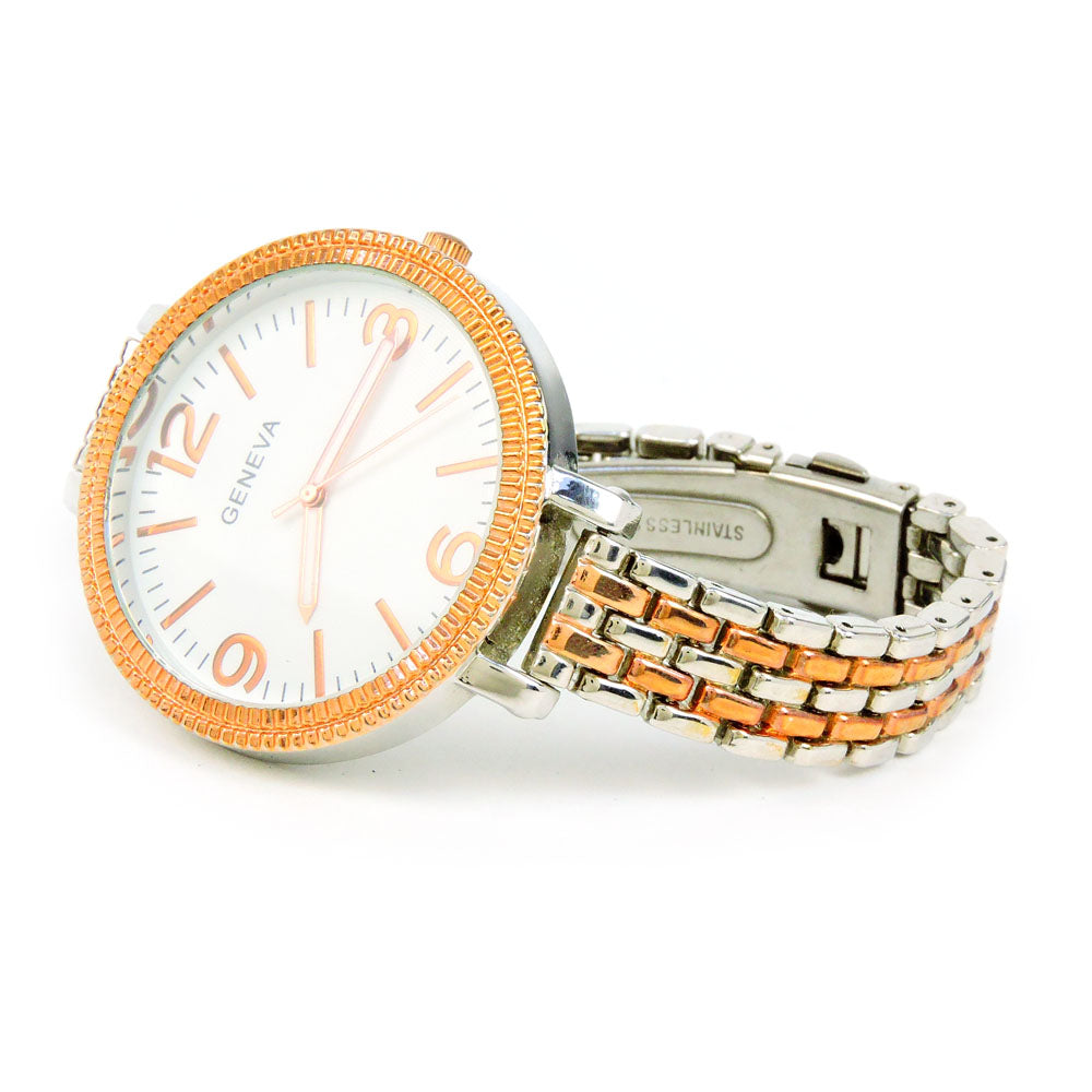 2Tone Rose Gold Large Face Women's Bracelet Watch