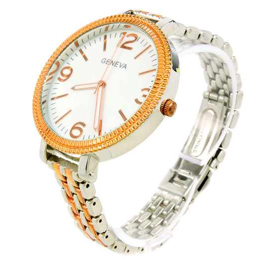 2Tone Rose Gold Large Face Women's Bracelet Watch