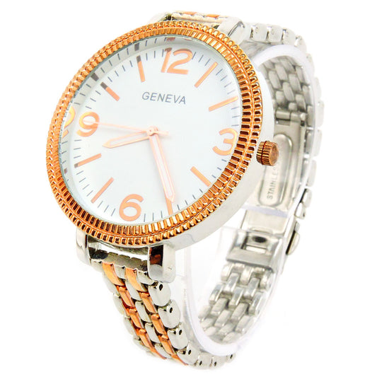 2Tone Rose Gold Large Face Women's Bracelet Watch