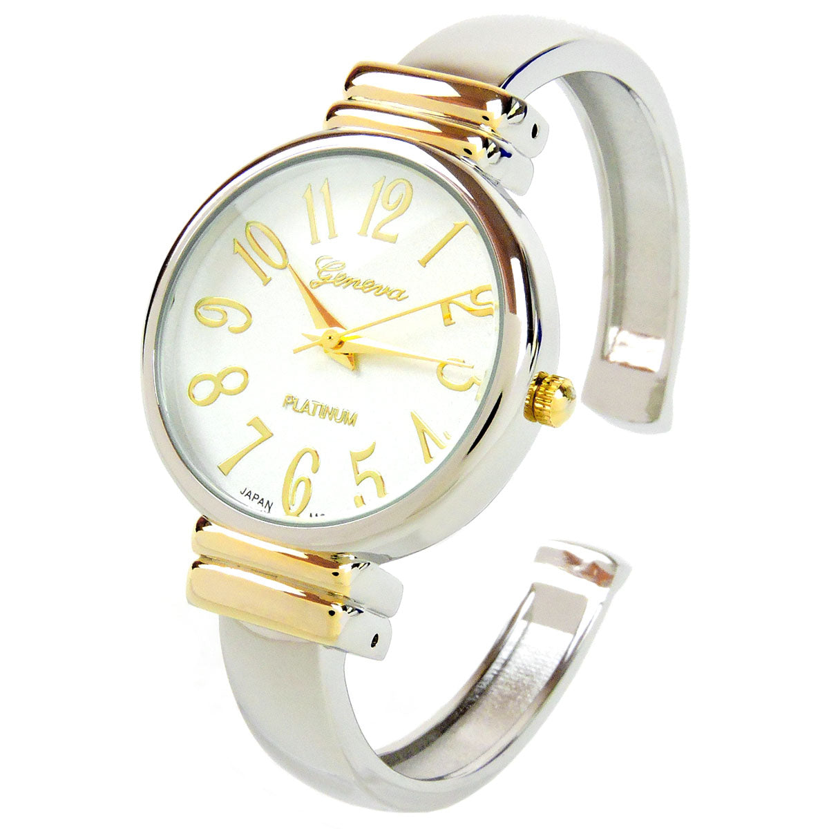 2Tone Metal Band Small Size Bangle Cuff Watch for Women