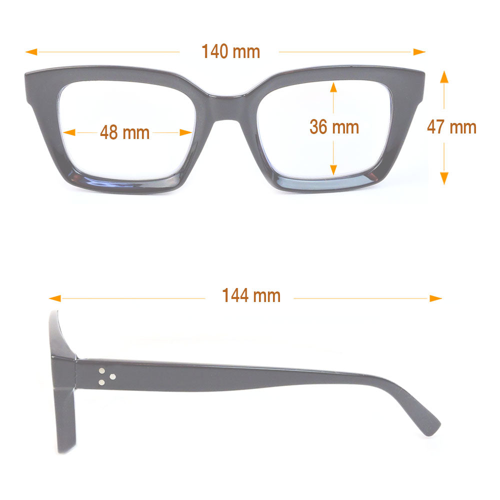 Blue Light Blocking Glasses Thick Rectangle Preppy Look - Reading Glasses