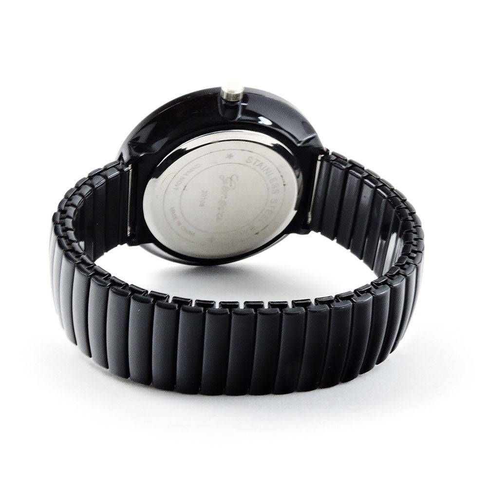Black Super Large Face Easy to Read Stretch Band Geneva Watch