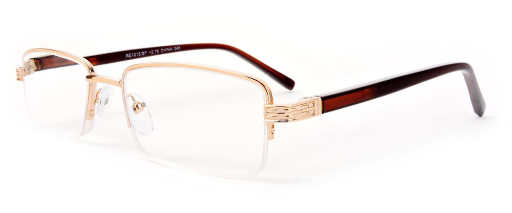 Semi-Rimless Rectangle Lenses Spring Hinges Reading Glasses