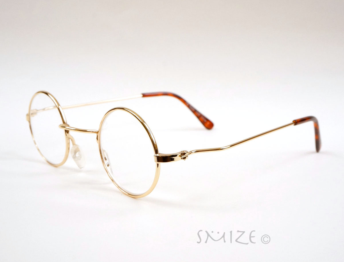 Lennon Style Round Metal Reading Glasses Black Gold Small Size Readers