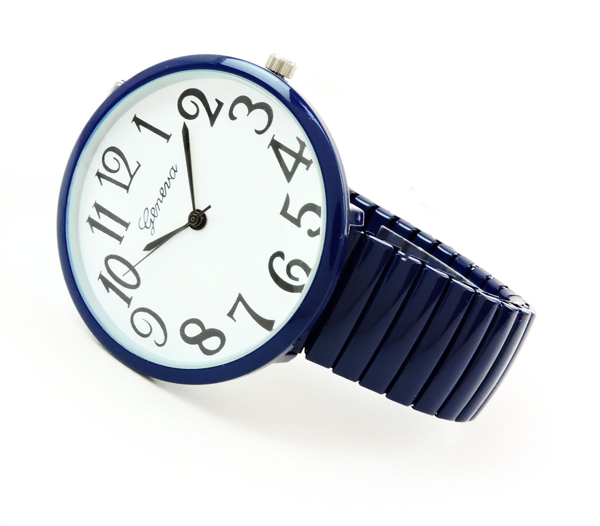 Navy Blue Super Large Face Easy to Read Stretch Band Watch