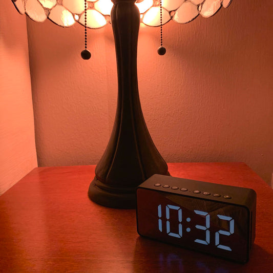 Alarm Clock, Radio, Bluetooth Wireless Speaker, Portable - Nightstand Large Display Clock
