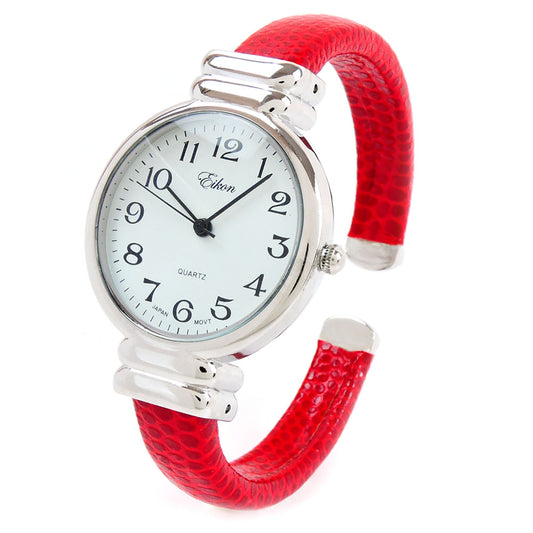 Red Snake Style Band Slim Case Women's Bangle Cuff Watch
