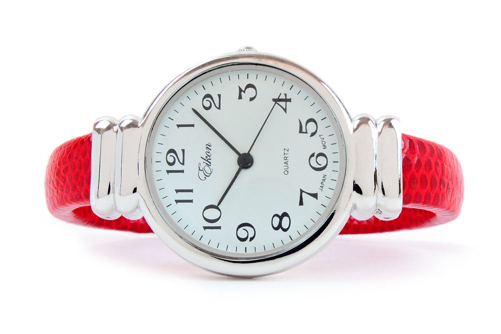 Red Snake Style Band Slim Case Women's Bangle Cuff Watch