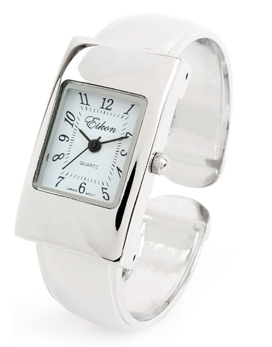 Clearance Sale -  Silver Snake Style Band Rectangle Case Women's Bangle Cuff Watch