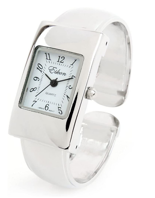 Clearance Sale - Silver Snake Style Band Rectangle Case Women's Bangle Cuff Watch