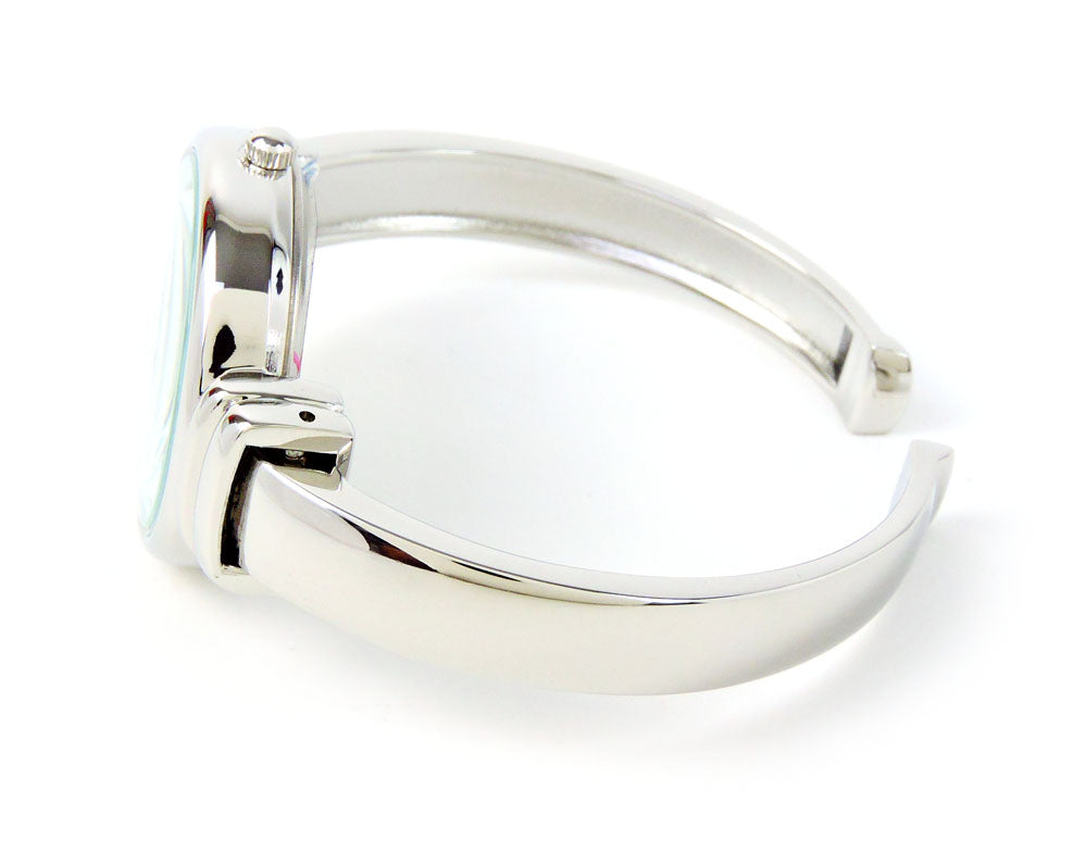 Geneva Silver Slim Case Women's Bangle Cuff Watch
