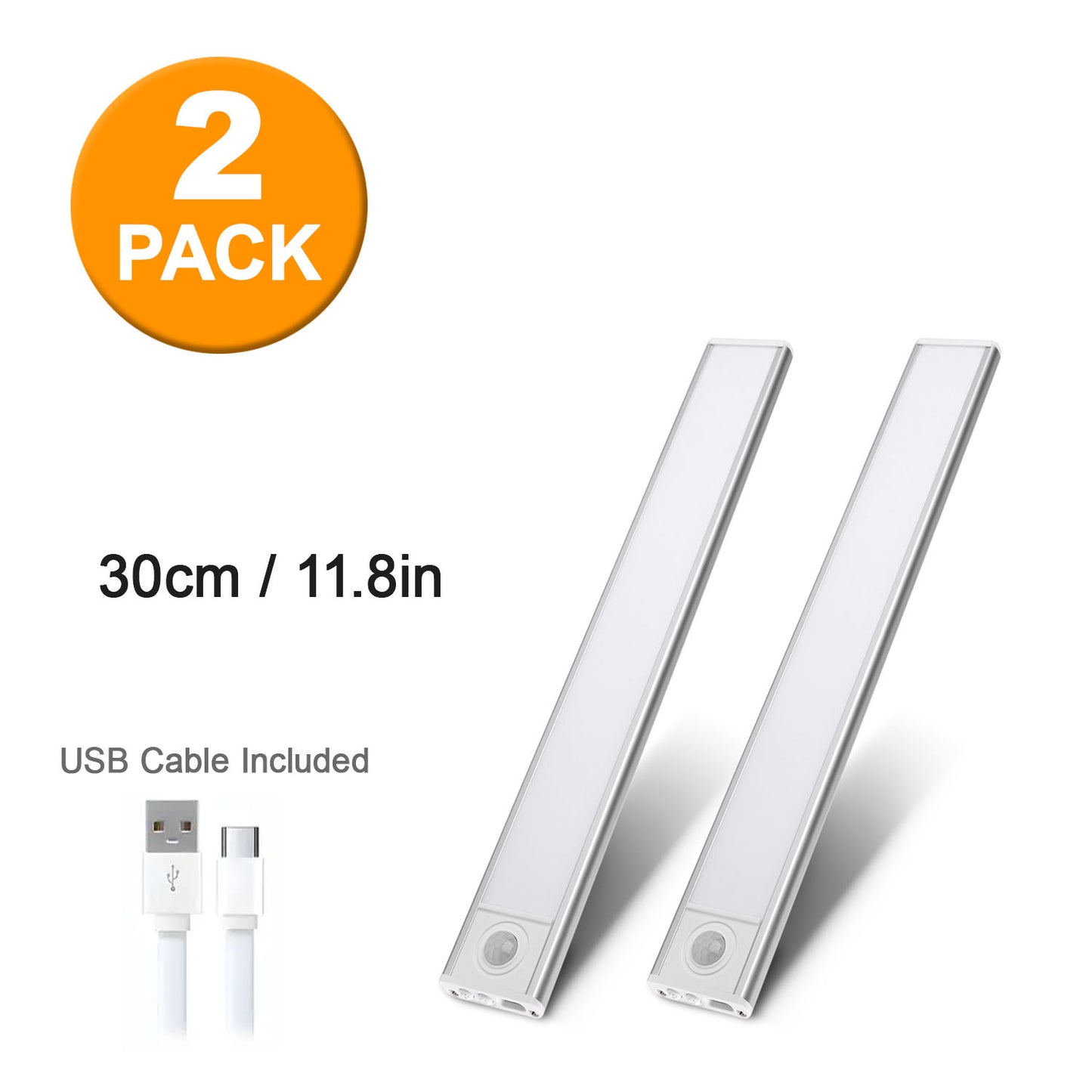 LED Motion Sensor Cabinet Light, Under Counter Closet Lighting, Wireless Magnetic USB Rechargeable, Night Lights, Battery Powered -     (2 Pack)