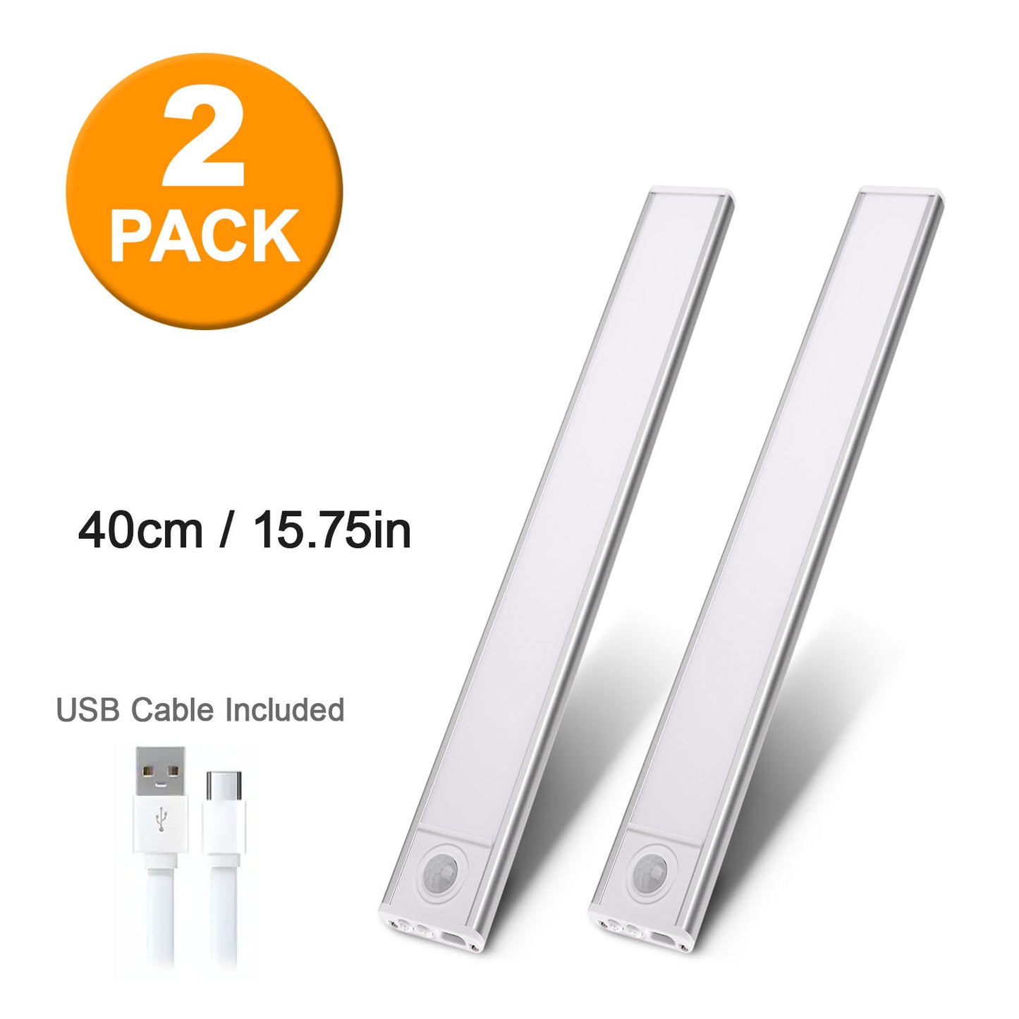 LED Motion Sensor Cabinet Light, Under Counter Closet Lighting, Wireless Magnetic USB Rechargeable, Night Lights, Battery Powered -     (2 Pack)