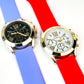 CLEARANCE SALE - 2 pcs Geneva Women's Silicone Easy Pin-Buckle Strap Watch - Red & Lilac