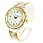 2Tone Round Face Dot Pattern Women's Bangle Cuff Watch