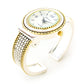 2Tone Round Face Dot Pattern Women's Bangle Cuff Watch