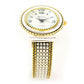 2Tone Round Face Dot Pattern Women's Bangle Cuff Watch