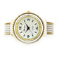 2Tone Round Face Dot Pattern Women's Bangle Cuff Watch