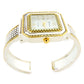 2Tone Square Face Dot Pattern Women's Bangle Cuff Watch