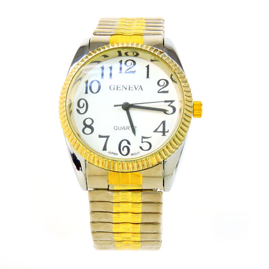 CLEARANCE SALE - Two-Tone Large Face Stretch Band Watch