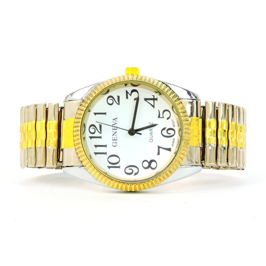 CLEARANCE SALE - Two-Tone Large Face Stretch Band Watch