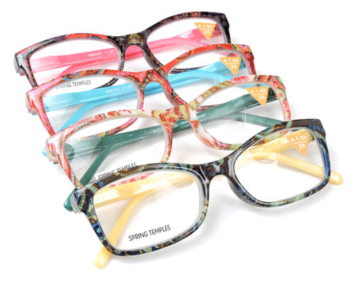 Reading Glasses w/ Paisley Pattern Springs Arms Fashion Readers + Matching Case