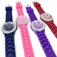 CLEARANCE SALE - Geneva Silicon 4 Colors Band Watch Wholesale Crystal Bezel Watches for Women