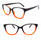 Cat Eye Two Tone Frame Spring Hinges Women's Reading Glasses